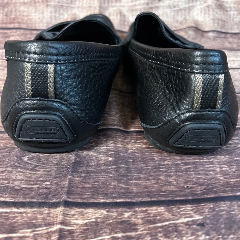 Coach Jarad Mens Black Leather Signature Driving Penny Loafers Shoes 13D B0065